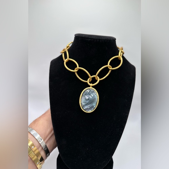 NWT Authentic Luxury Julie Vos Iridescent Charcoal Blue Statement Necklace - Picture 13 of 17